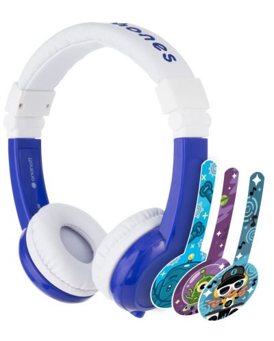 Παιδικά ακουστικά BuddyPhones με μικρόφωνο - Explore, μπλε/λευκό - 2
