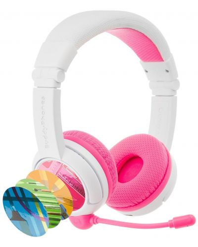 Παιδικά ακουστικά BuddyPhones - School+, ροζ/άσπρα - 1