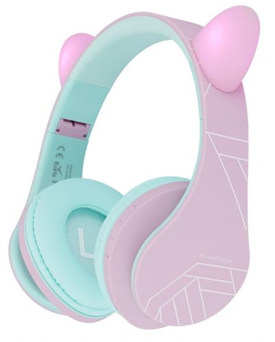 Παιδικά ακουστικά PowerLocus - P2, Ears, ασύρματα, ροζ/πράσινα - 1