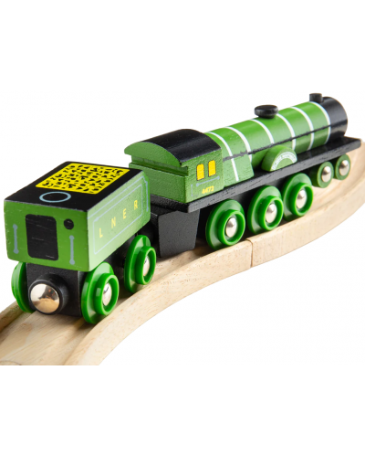 Παιδικό ξύλινο παιχνίδι  Bigjigs -Ατμομηχανή, πράσινο - 2