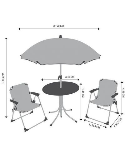 Παιδικό σετ κήπου Fun House - Τραπέζι με καρέκλες και ομπρέλα,Jurassic World - 3