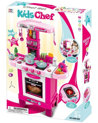 Παιδική κουζίνα Raya Toys - Με φώτα και ήχους, ροζ - 5