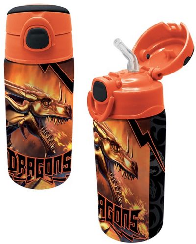 Μπουκάλι νερού Graffiti Dragons - Με καλαμάκι, 500 ml - 1