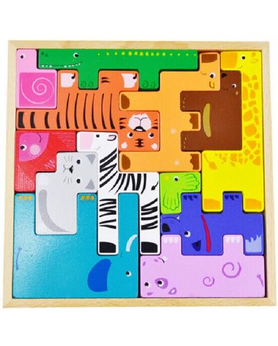Παιδικό παζλ Acool Toy - Tetris με ζώα, 13 μέρη - 1