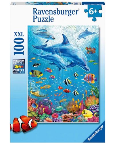 Παιδικό παζλ Ravensburger 100 XXL κομμάτια - Ομάδα δελφινιών - 1