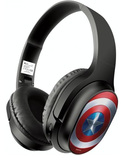Παιδικά ακουστικά ΕΡΤ Group - Captain America, ασύρματα, μαύρα - 1