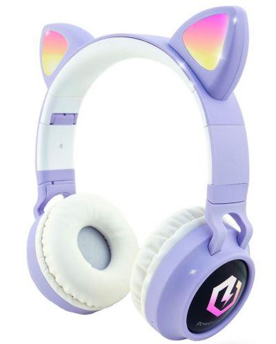Παιδικά ακουστικά PowerLocus - Buddy Ears, ασύρματα, μωβ/άσπρα - 1