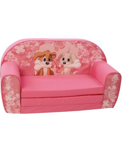 Παιδικός διπλός καναπές,πτυσσόμενο Delta trade -Κουτάβια, ροζ - 1