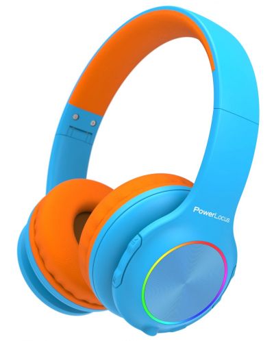 Παιδικά ακουστικά PowerLocus - PLED, ασύρματα, μπλε/πορτοκαλί - 1
