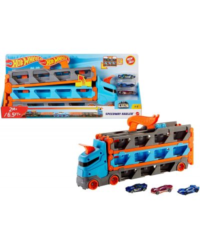 Παιδικό παιχνίδι Mattel Hot Wheels - Αυτομεταφορέας, με 3 αυτοκίνητα - 2