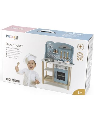 Παιδική κουζίνα Viga - Με αξεσουάρ, PolarB, μπλε - 1