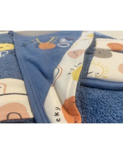 Παιδικό σετ για μπάνιο Miniworld - Μπουρνούζι και πετσέτα, αρκούδα, σκούρο μπλε - 2