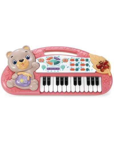 Παιδικό πιάνο Ocie - Με αρκουδάκι και 24 πλήκτρα,  ροζ - 1