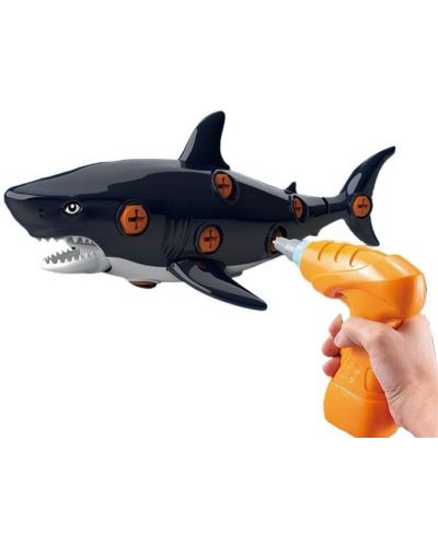 Παιχνίδι Raya Toys - καρχαρίας για συναρμολόγηση,με ηλεκτρικό κατσαβίδι και κατσαβίδια - 1