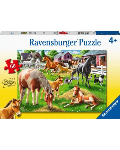 Παιδικό παζλ Ravensburger 60 κομμάτια - Χαρούμενα άλογα - 1