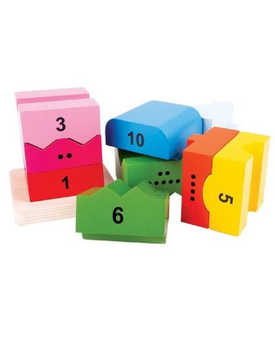 Παιδικό ξύλινο παιχνίδι Bigjigs - Πύργος με αριθμούς (από 1 έως 10) - 2