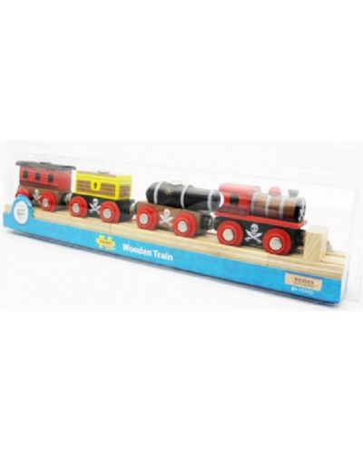 Παιδικό ξύλινο σετ Bigjigs -Πειρατικό τρένο - 5