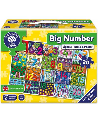 Παιδικό παζλ Orchard Toys - Μεγάλοι αριθμοί, 20 τεμάχια - 1