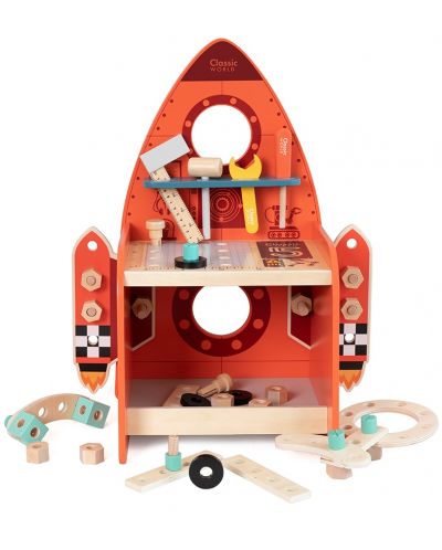 Παιδικό ξύλινο εργαστήριο Classic World - Πύραυλος, με εργαλεία - 2