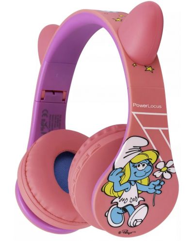 Παιδικά ακουστικά PowerLocus - P1 Smurf,ασύρματα, ροζ - 2