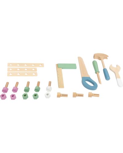 Παιδικό ξύλινο εργαστήριο Small Foot - Με εργαλεία, 22 μέρη - 2