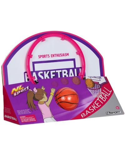 Παιδικό σετ  GT - Ταμπλό μπάσκετ τοίχου με μπάλα και αντλία, ροζ - 3