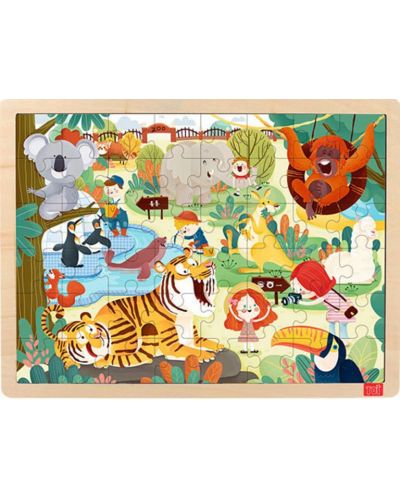 Παιδικό ξύλινο παζλ Toi World - Ζωολογικός κήπος, 48 κομμάτια - 1