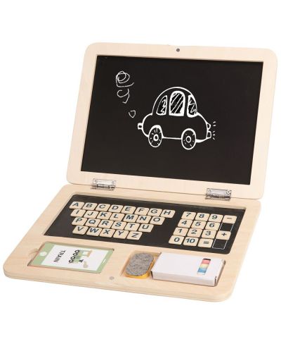 Παιδικό παιχνίδι Tooky Toy -Ξύλινος φορητός υπολογιστής με δραστηριότητες - 1