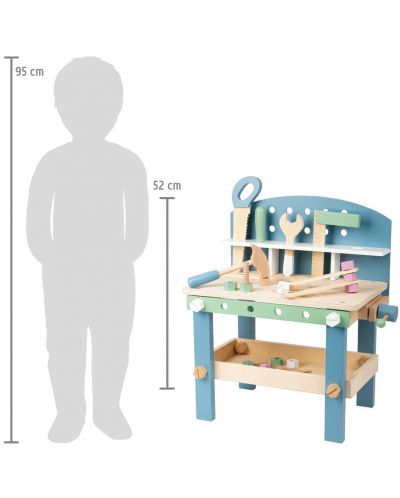 Παιδικό ξύλινο εργαστήριο Small Foot - Με εργαλεία, 22 μέρη - 4