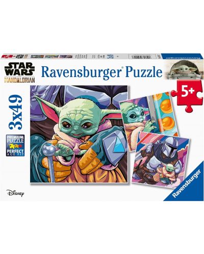 Детски пъзел Ravensburger 3 x 49 κομμάτια - The Mandalorian: Grogu Moments - 1