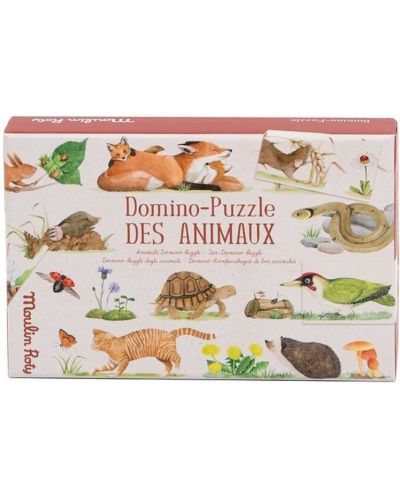 Παιδικό εκπαιδευτικό παιχνίδι Moulin Roty - Παζλ ντόμινο με ζώα - 1