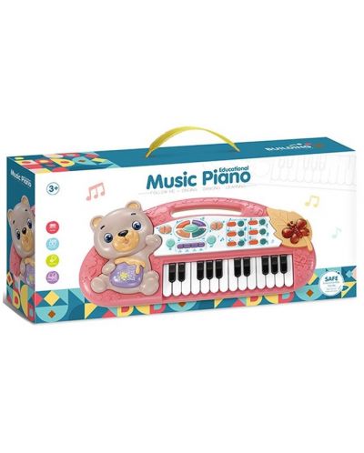 Παιδικό πιάνο Ocie - Με αρκουδάκι και 24 πλήκτρα,  ροζ - 3