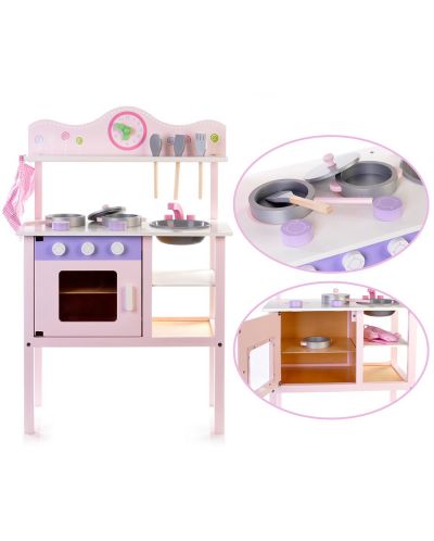 Παιδική ξύλινη κουζίνα Acool Toy - Ροζ - 2