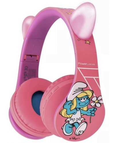 Παιδικά ακουστικά PowerLocus - P1 Smurf,ασύρματα, ροζ - 1