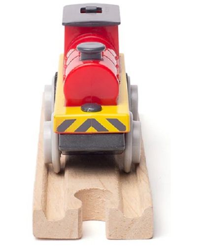 Παιδικό ξύλινο παιχνίδι Bigjigs - Ατμομηχανή με μπαταρίες, κόκκινο - 4
