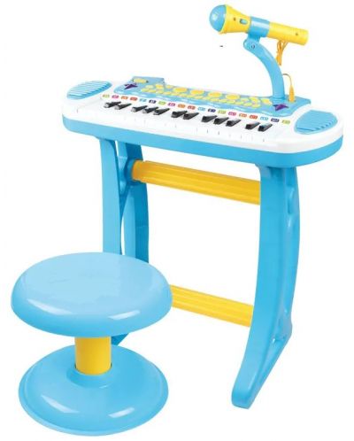 Παιδικό πιάνο με καρέκλα και μικρόφωνο Baoli Melody. 31 πλήκτρα, μπλε - 1
