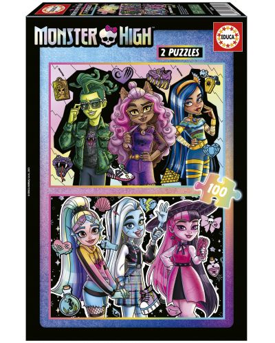 Παιδικό παζλ Educa 2 x 100 κομμάτια - Monster High - 1