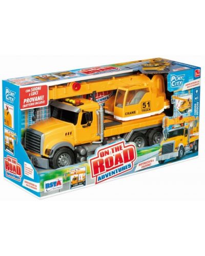 Παιδικό παιχνίδι RS Toys - Γερανός φορτηγού με τριβή, υδραυλικό μπούμα, ήχους και φώτα - 1