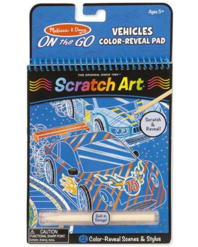 Παιδικό βιβλίο Melissa and Doug - Scratch art, οχήματα - 1