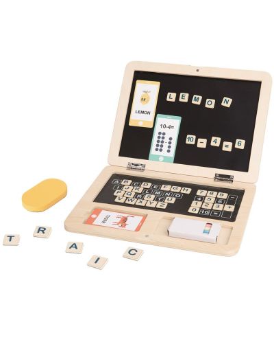 Παιδικό παιχνίδι Tooky Toy -Ξύλινος φορητός υπολογιστής με δραστηριότητες - 2