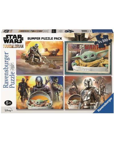 Παιδικό παζλ Ravensburger 4 x 100 κομμάτια - Star Wars: The Mandalorian - 1