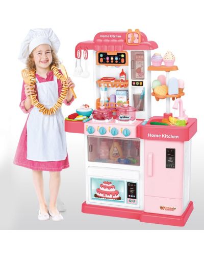 Παιδική κουζίνα Zhorya - Little Chef, με νερό, ροζ - 3
