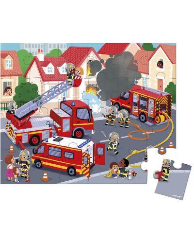 Παιδικό παζλ σε βαλίτσα Janod - Πυροσβέστες, 24 κομμάτια - 2