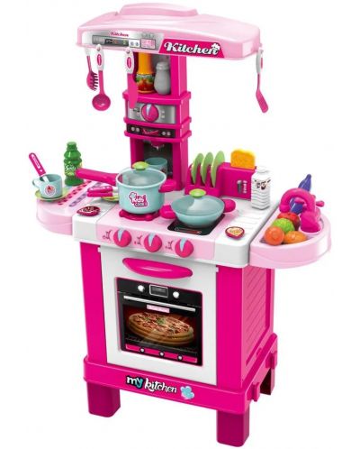 Παιδική κουζίνα Raya Toys - Με φώτα και ήχους, ροζ - 1