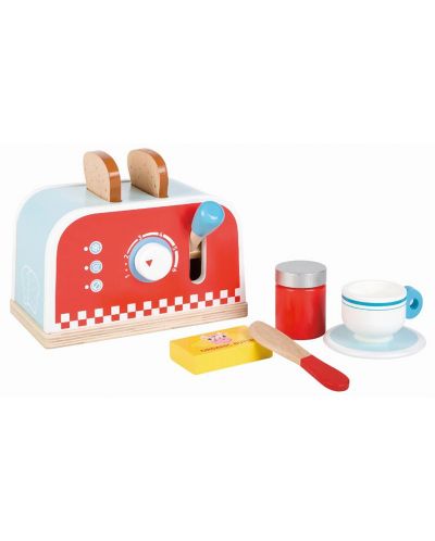 Σετ παιχνιδιού Lelin - Παιδική τοστιέρα, με προϊόντα πρωινού, κόκκινη - 1