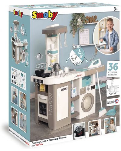 Παιδική κουζίνα 2 σε 1 Smoby - Tefal Studio Utility Kitchen, 36 αξεσουάρ - 9
