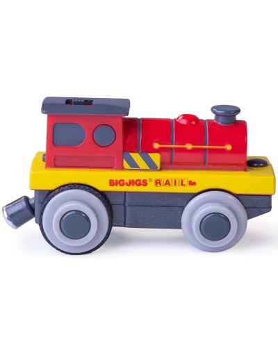 Παιδικό ξύλινο παιχνίδι Bigjigs - Ατμομηχανή με μπαταρίες, κόκκινο - 1