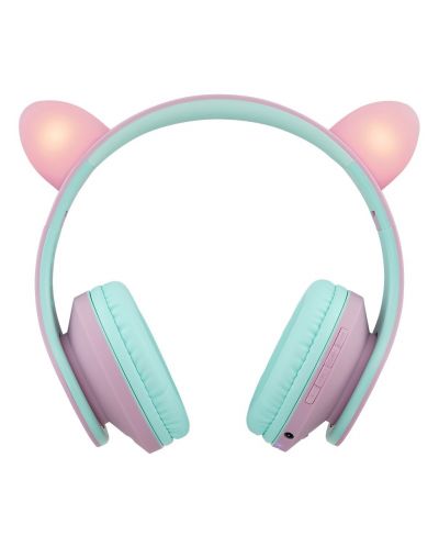 Παιδικά ακουστικά PowerLocus - P2, Ears, ασύρματα, ροζ/πράσινα - 4