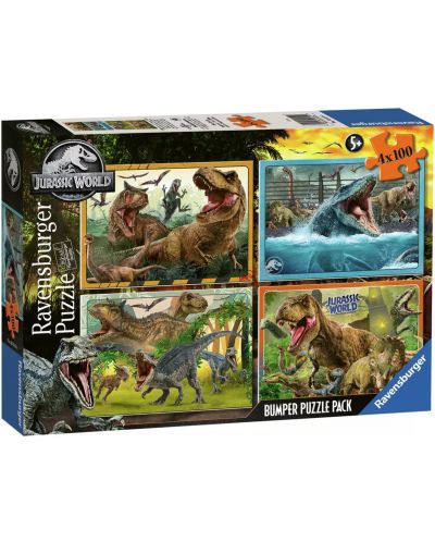 Παιδικό παζλ Ravensburger 4 x 100 κομμάτια - Jurassic κόσμο - 1