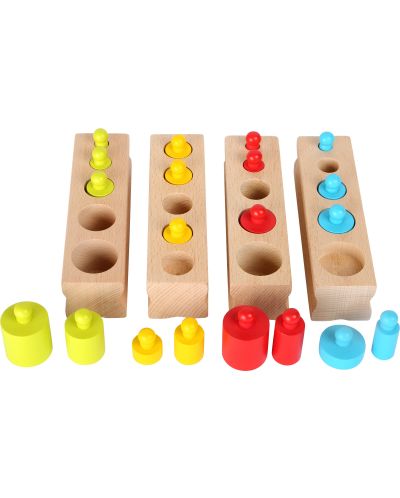 Παιδικό ξύλινο παιχνίδι Small Foot - Χρωματιστοί κύλινδροι - 1